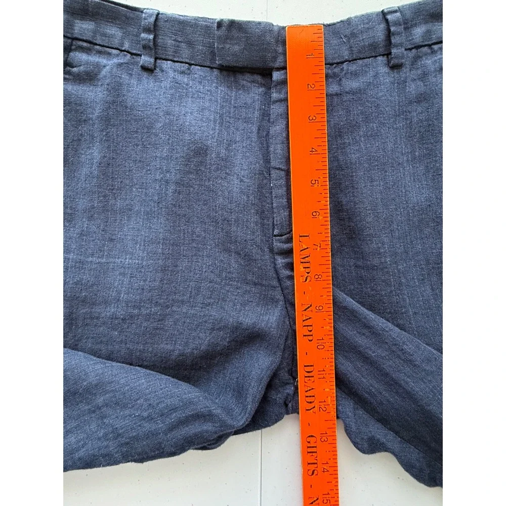 H&M Womens‎ Slim Fit Linen Trousers Summer Pants 33R Navy Blue